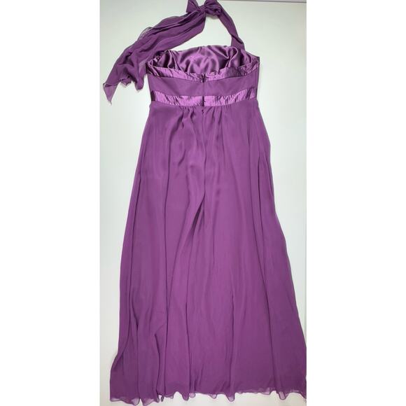 VTG Y2K Jessica McClintock Empire Dress 12 Plum Halter Chiffon Prom Bridesmaid - Picture 12 of 16